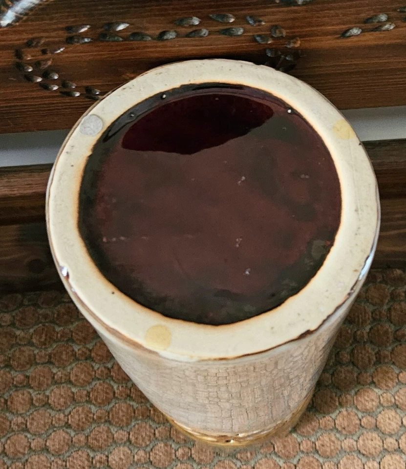 Jarrón de cerámica/cilindro, verde y beige, 12" de altura, decoración del hogar Foto 4 de 4