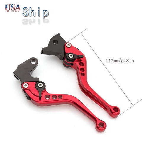 2-Finger Short Brake & Clutch Lever Set For Honda GROM/MSX125/Monkey 125 (2014-2024) - CNC Aluminum, 6-Position Adjustable (Red)