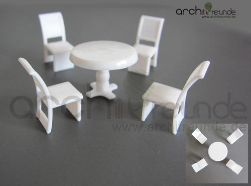 5 Set Model Table with 4 Chair for diecast 1:50, railway O gauge
