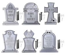 Halloween Yard Decor 3D Metal Cemetery Tombstones Set of 11 Headstones No Stakes