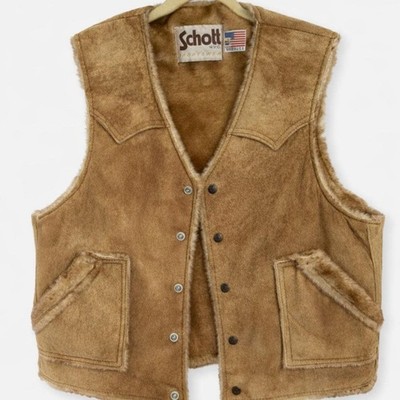 Vintage Schott USA Genuine Shearling Vest Never Worn Size 46 Western Americana