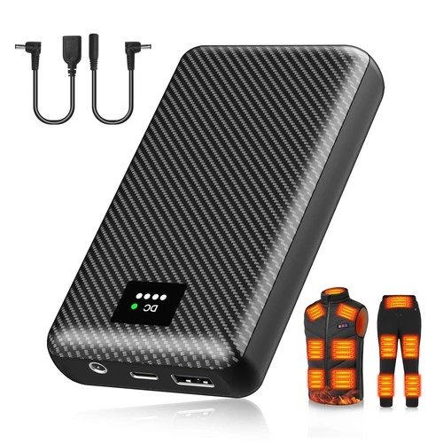 Heated Vest Battery Pack, 7.4V 30000mAh Portable Charger with DC and USB Outp... video thumbnail