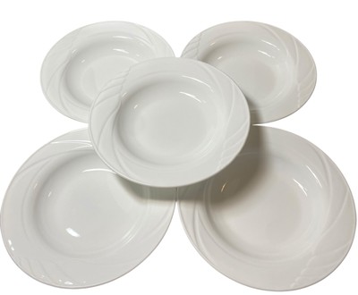 Corning PYROCERAM White Pasta Large Bowls 10.5  WIDE Rim Serving Bowls Set Of 5
