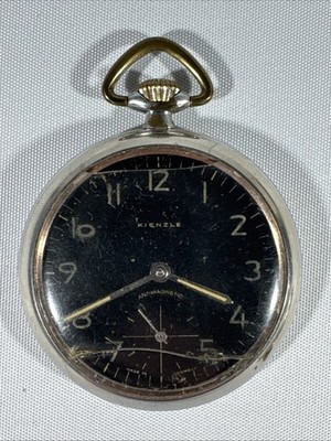 KIENZLE Taschenuhr Antimagnetic 146/00e Handaufzug schwarzes Zifferblatt LÄUFT