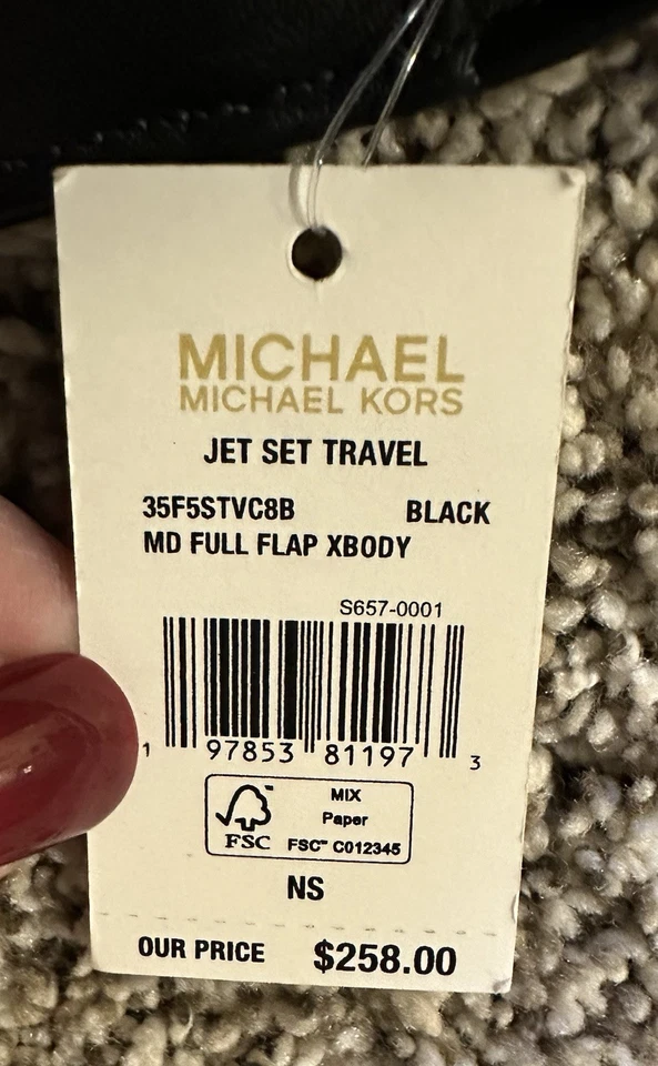 MICHAEL KORS Jet Set Medium Signature Logo Crossbody Bag, Black, NWT - Image 3 of 4