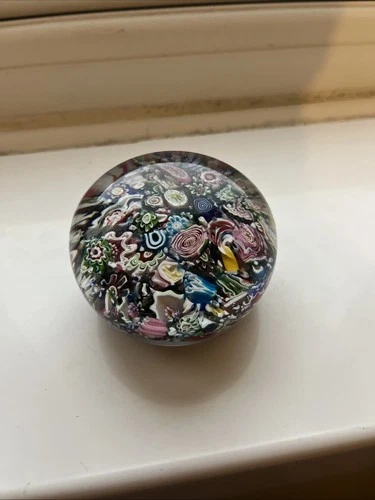 C19th Antique Clichy? Paperweight Scramble Design 2 1/2” Diameter