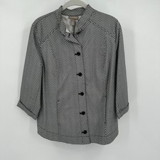 Chicos Womens Preppy Houndstooth Jacket Size 1 US M Minimalist Office Career Mod