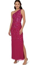 NWT Adrianna Papell One Shoulder Beaded Gown Size 8