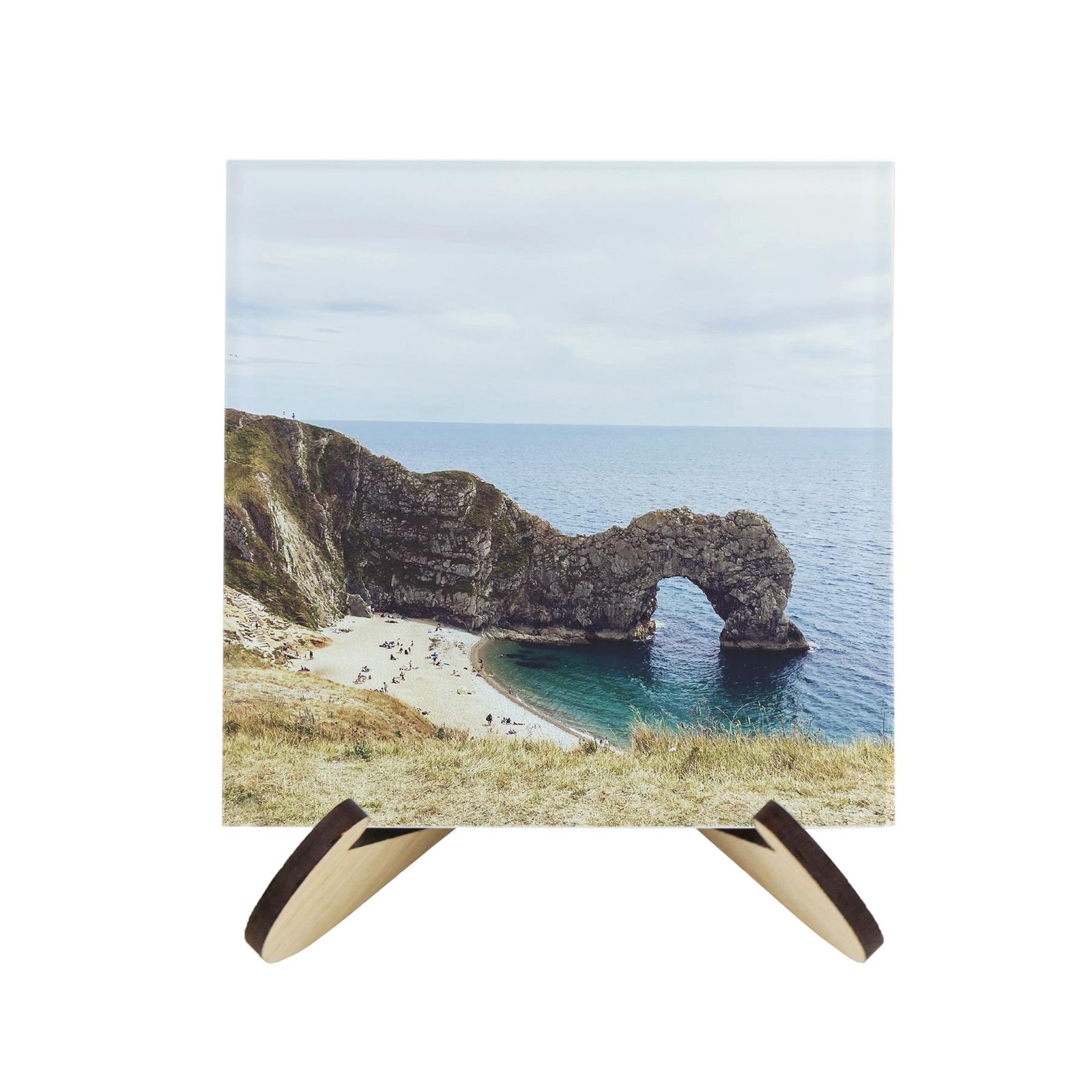 South West Coasts Glass Coaster Set - Dorset Coastal Gifts - Set of 4 & Stand