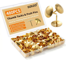480PCS Gold Thumb Tacks Flat Push Pins Bulk Steel Roundness
