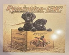 Vintage Remington-UMC Metal Tin Sign Black Lab Puppies First Up The Field