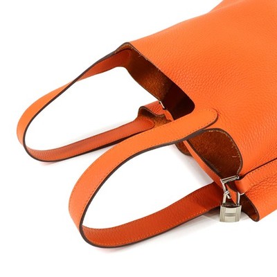 HERMES Picotin Lock MM Hand Bag Taurillon Clemence Feu Orange