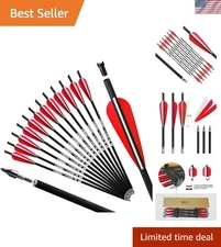 Versatile  Crossbow Arrows: 12 Durable Bolts with Removable Tips, 16-20 Inch