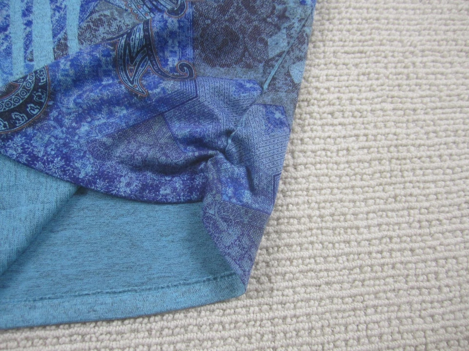 Camisa One World Live and Let Live para mujer XL azul cachemira con cuentas boho manga 3/4 Foto 3 de 4