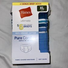 Hanes Ultimate Boys Sz XL 16/18 Organic Cotton Pure Comfort Brief Underwear 6 Pk