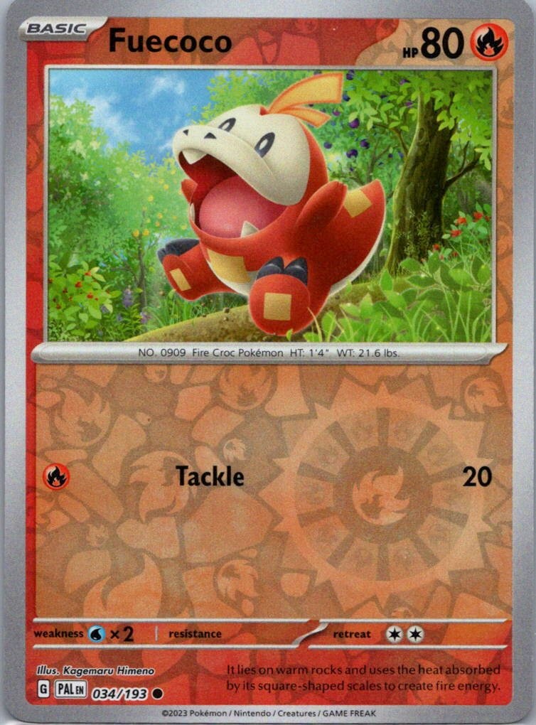 Pokemon TCG Fuecoco 034/193 Paldea Evolved Rev Holo NM