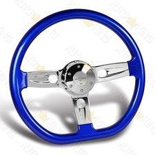 W-power 457mm D-shape Sapphire Blue Wood 5-hole Chrome Spoke 18 Steering Wheel W-power 457mm D-shape Sapphire Blue Wood 5-hole Chrome Spoke 18 Steering Wheel