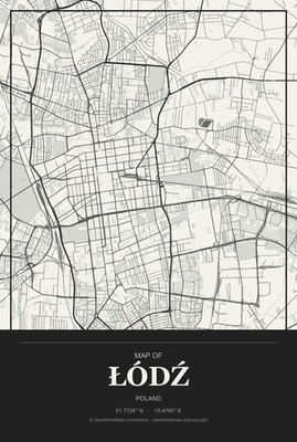 Łódź Poland City Map Wall Art Weatherproof Aluminum Sign