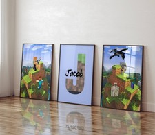 Set of 3 personalised minecraft Prints