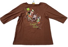Bob Mackie Wearable Art Shirt Women Large Moonlight Serenade Brown 3/4 Sleeve
