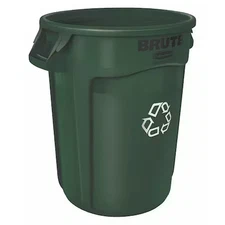 Rubbermaid Commercial 1788472 Round Recycling Bin, Green, 22" Dia, Polyethylene
