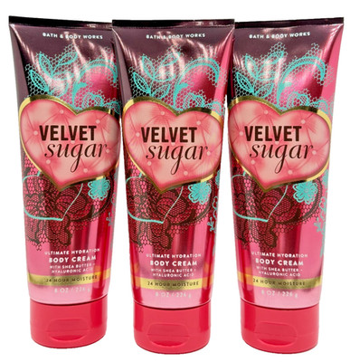 NEW Bath & Body Works Lot of 3 Tubes Velvet Sugar Hydrating Body Cream 8 oz