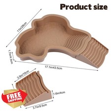 Reptile Bath Pool Tortoise Food Water Bowl w/ Ramp Aquarium Ornament