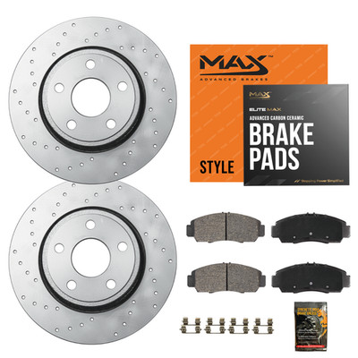 Front Drilled Geomet Brake Rotors + Pads for 2018-2022 Buick Encore Chevy Trax