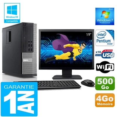 PC DELL 990 SFF Intel G840 Ram 4Go Disque 500 Go Wifi W7 Ecran 19" - Photo 1/4