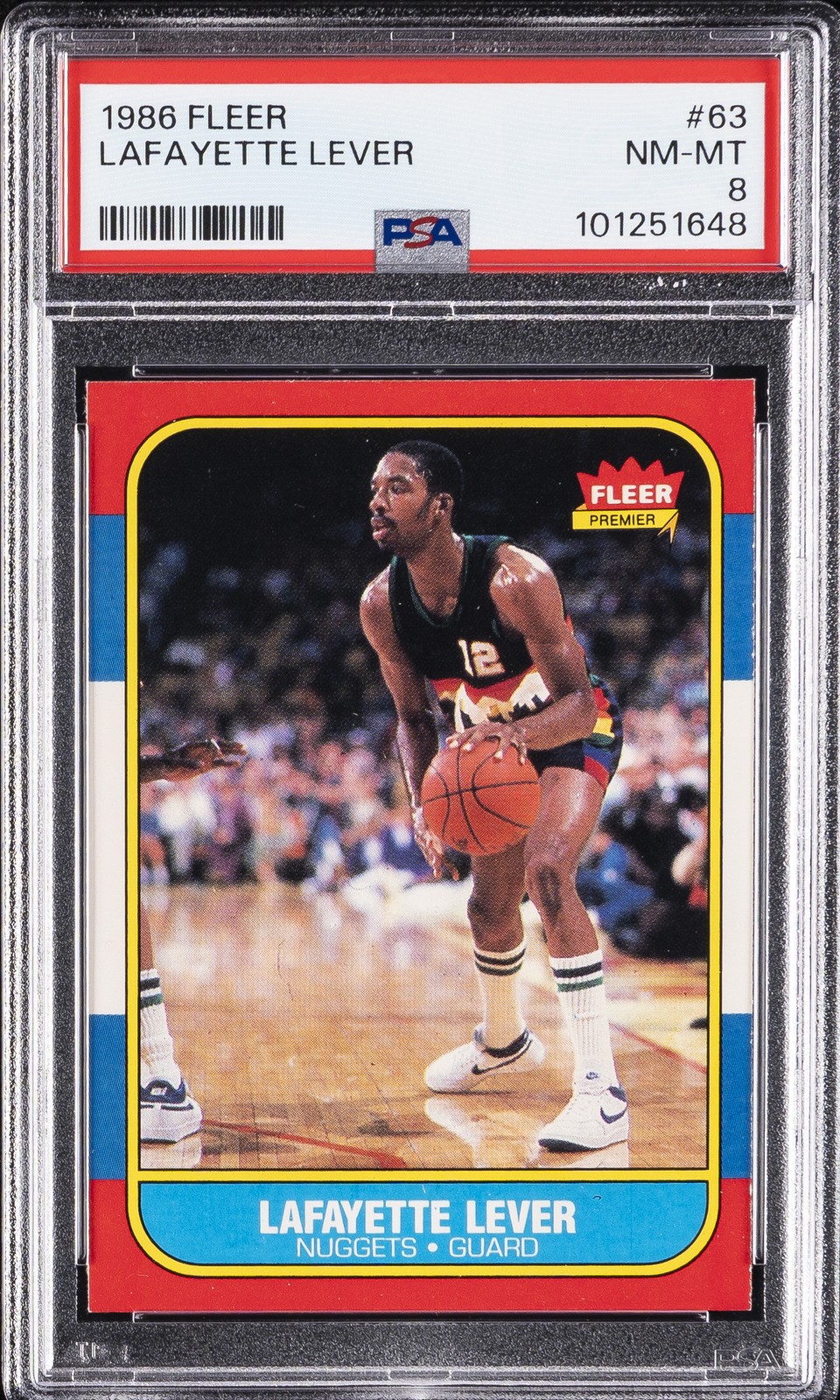 1986 FLEER #63 LAFAYETTE LEVER PSA 8