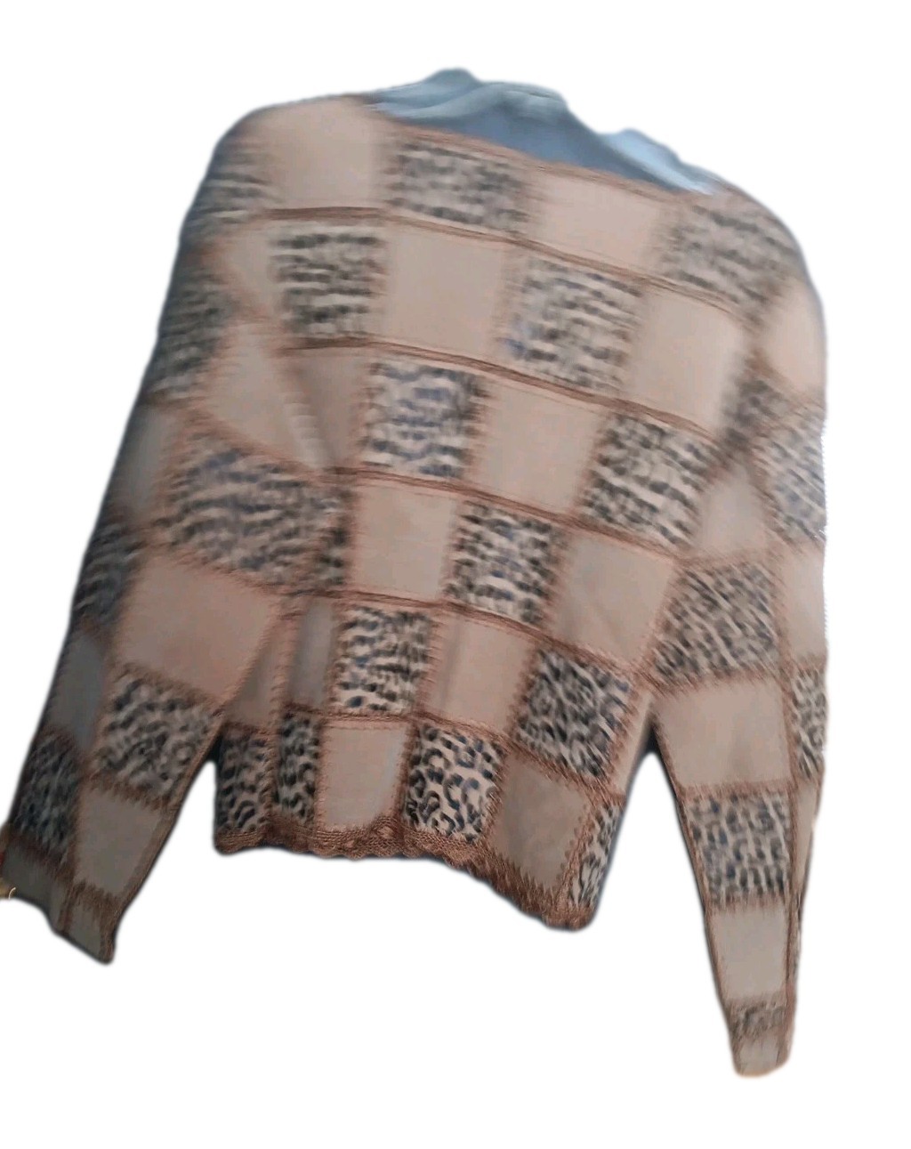 Vintage Brown Suede Leopard Patchwork Jacket Card… - image 10