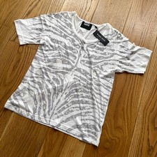 MARKUS LUPFER SEQUIN TOP WOMEN'S WHITE SMALL COTTON ANIMAL PRINT ZEBRA S/S TEE