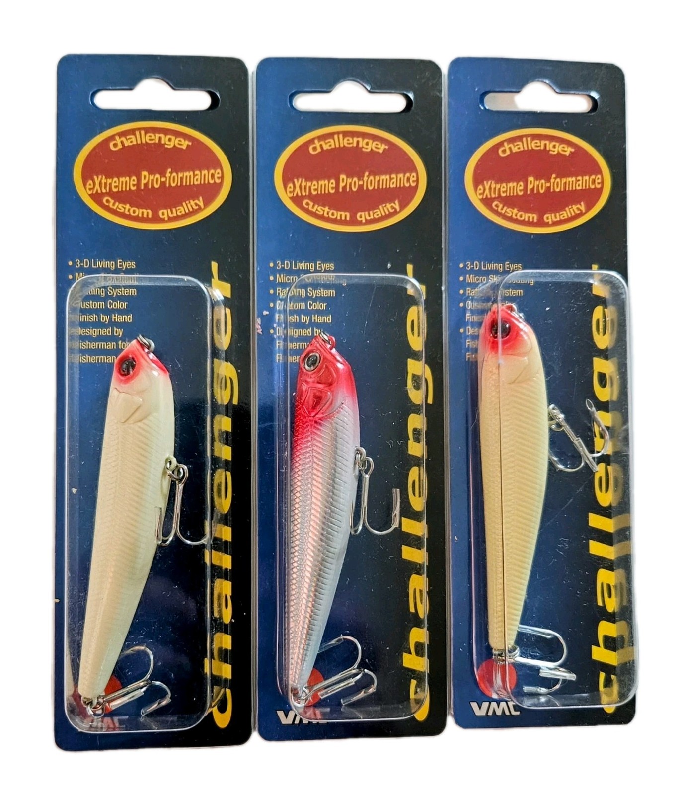 3 Challenger Extreme Pro-formance Topwater Lures 3/8 oz, 4", 2 Colors In Set New - Image 2