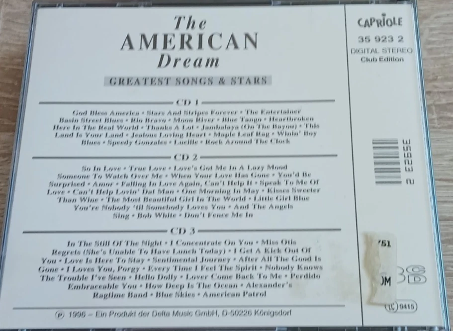 The AMERICAN Dream - Various - 3 CD-Box / Capriole Delta Music 1996, 35 923 2 - Bild 4 von 4