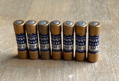 BUSSMANN BAF6 FUSES 250V 6A LOT OF 7