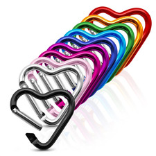 10 Pcs Heart Carabiner Clip for Keys   Mini Heart Shaped Carabiner Clip Set for