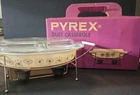 Vintage 1959 Pyrex Dandelion Duet 1.5 Qt Divided Casserole Stand And Box AM&A's