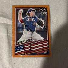 2026 Stars & Stripes Prizm USA Baseball Liam Peterson Orange Pulsar #/249