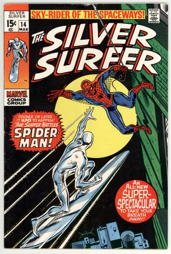 Silver Surfer #14 1970 (sehr guter Zustand + 4,5) (Knittermitte des Buches)