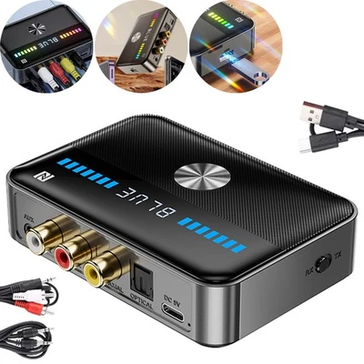 MARKENLOS Bluetooth 5.3 NFC Sender Empfänger Wireless Audio HiFi Musik Adapter AUX RCA