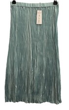 Eileen Fisher Crushed Silk Pleated F/L Maxi Skirt Pool M NWT 248
