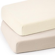 2 PCS Soft Cotton Muslin Fitted Mini Crib Mattress Sheets Boys Girls