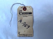 Rare MGM David Weisz 1970 Famous Auction Tag movie prop props costume costumes a