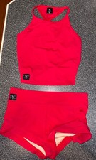 Kandi Kouture 2 Piece Dancewear Size CXL 10/12 Convention Wear Red