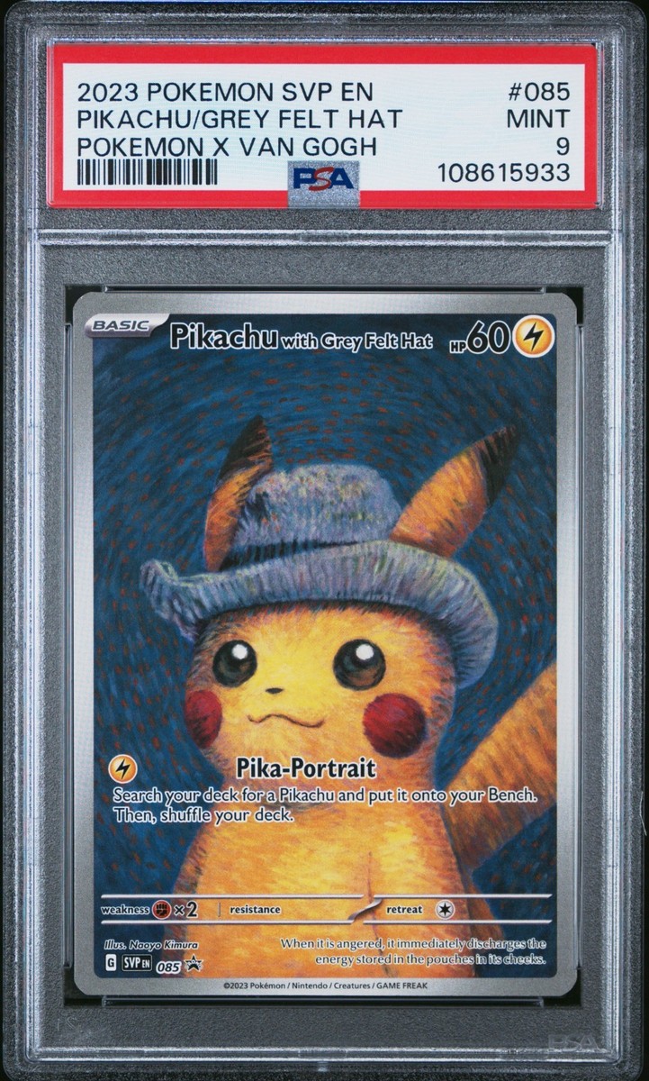 2023 Pokemon x Van Gogh Pikachu with Grey Felt Hat #085 Promo PSA