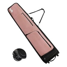 Ski Bag, Padded Ski Bag for Air Travel, 900D Water Resistant 190 Flesh Pink