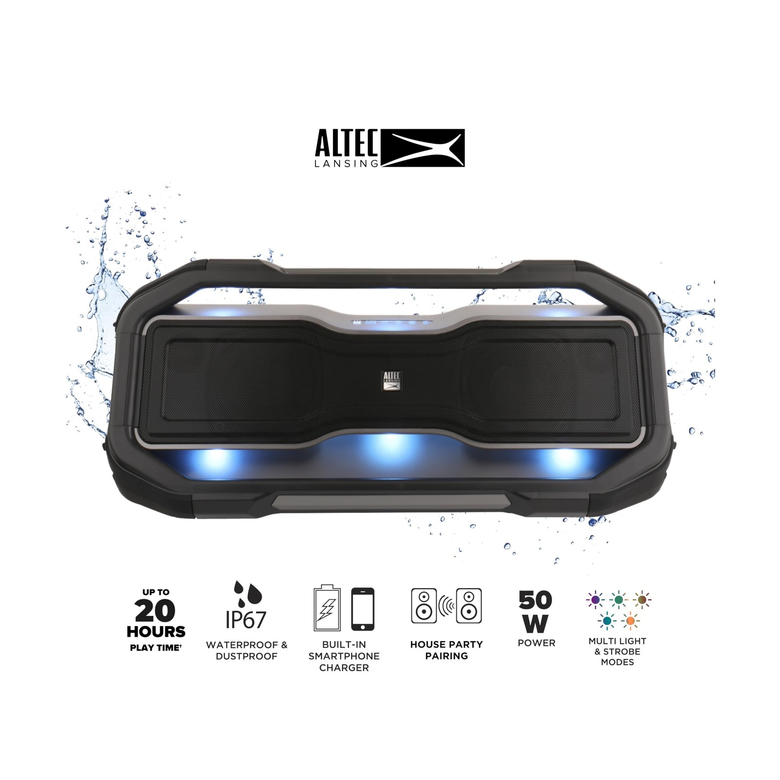 Altec Lansing ROCKBOX XL Wireless Bluetooth Speaker, Portable Water... Fast Ship