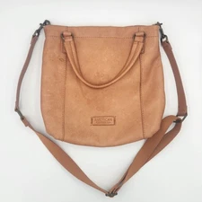 American Leather Co Genuine Leather Crossbody Bag Tan Convertible Tote Purse