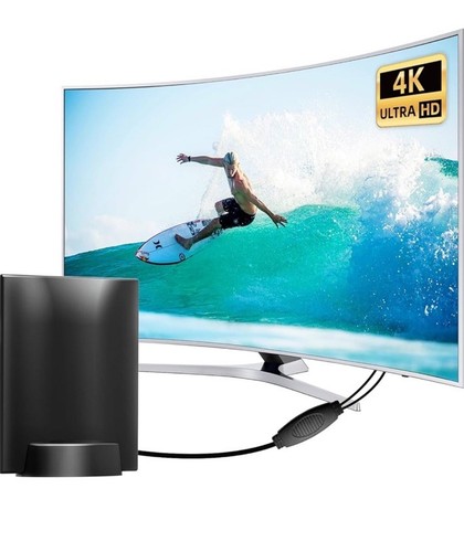 TV-Antenne für Innenbereich, verstärkte HD Digital-TV-Antenne großer Reichweite Empfang