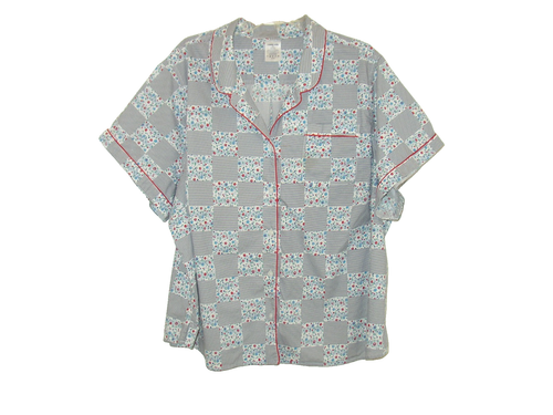 Pigiama donna Lands' End 3X top camicia 100% cotone righe floreali patchwork, usato in ottime condizioni - Foto 1 di 3
